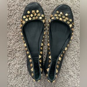Tory Burch black studded ballet flats size 8